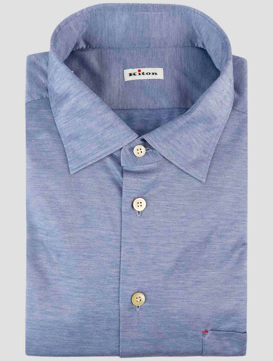Kiton Blue Cotton Shirt