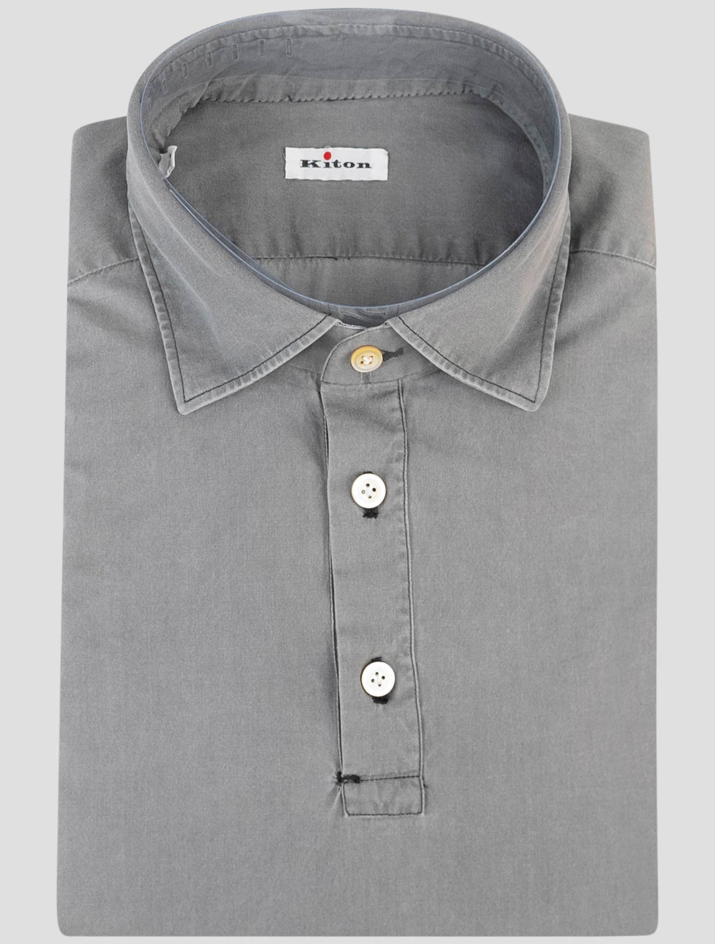 Kiton Gray Cotton Sweater Polo