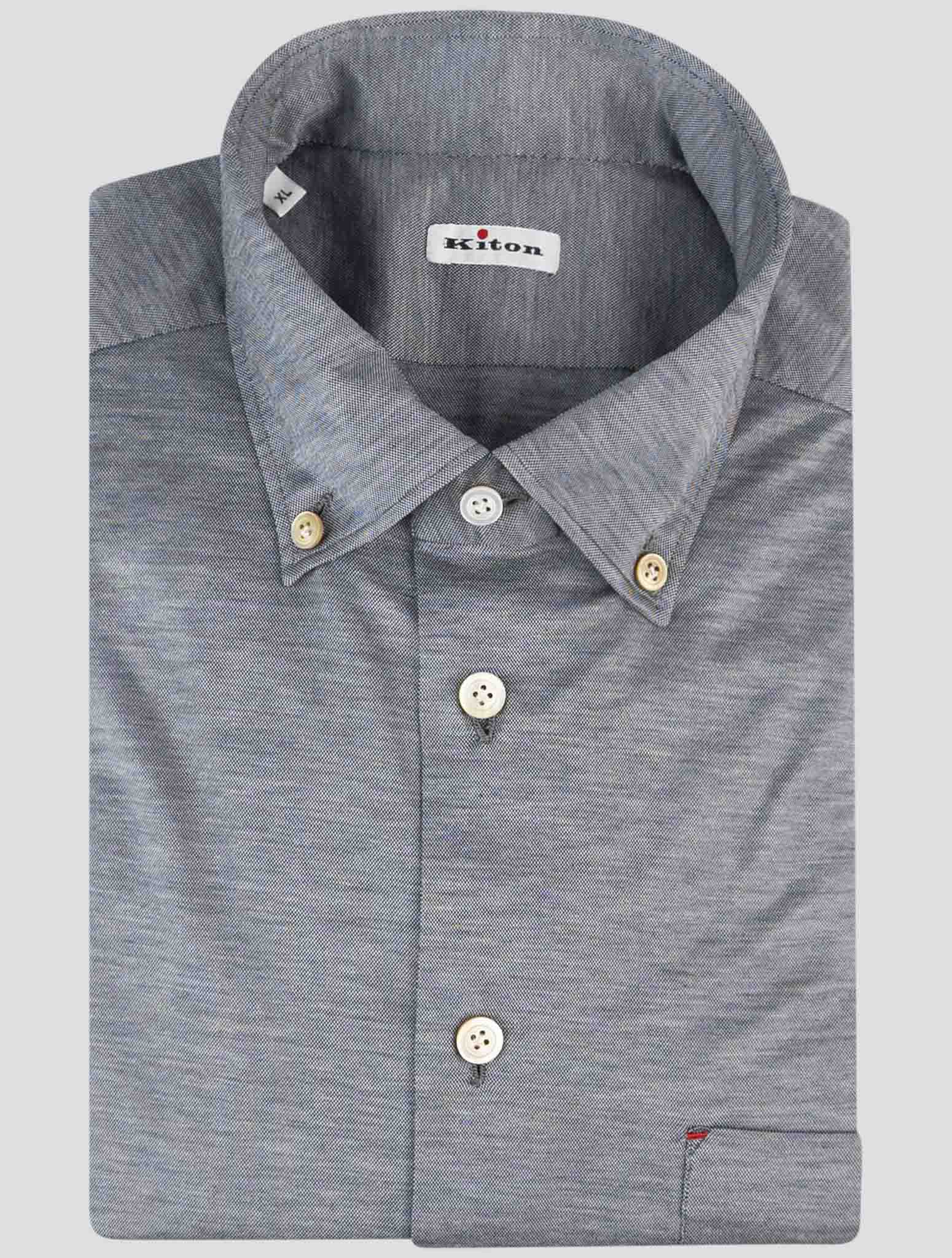 Kiton Blue Cotton Shirt