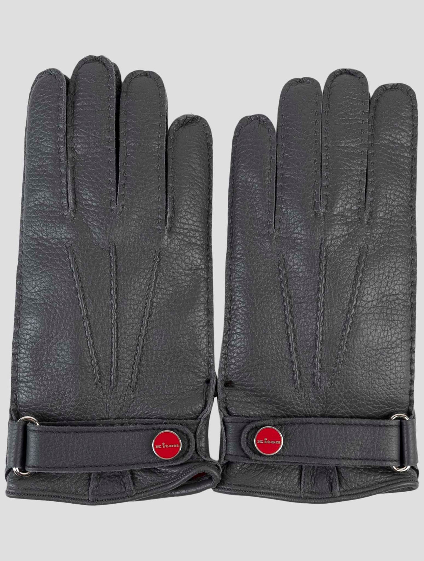 Kiton Gray Leather Gloves