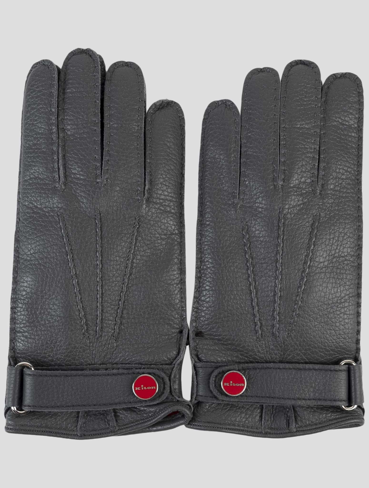 Kiton Gray Leather Gloves