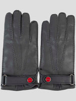 Kiton Gray Leather Gloves