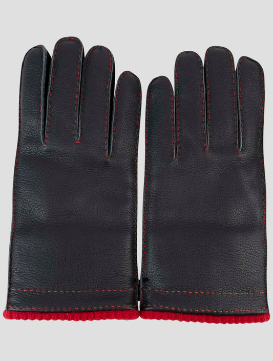 Kiton Dark Blue Leather Gloves