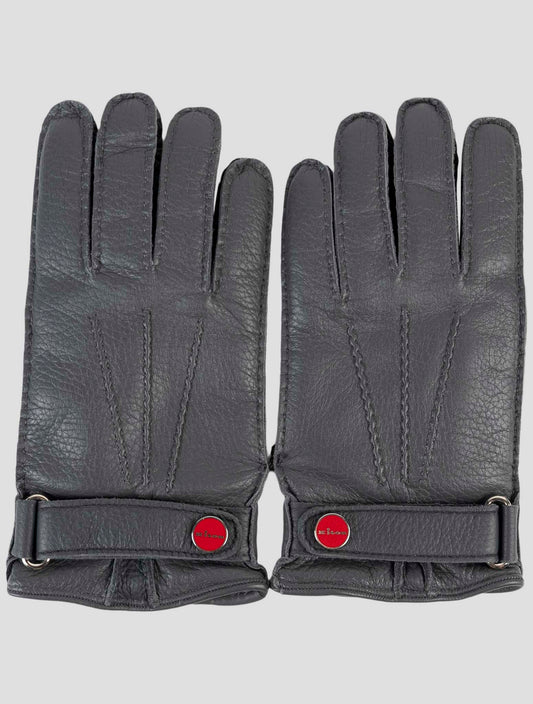 Kiton Gray Leather Gloves