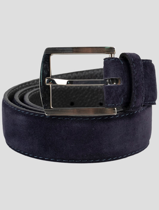 Kiton Blue Leather Suede Belt