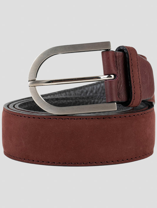 Kiton Burgundy Leather Suede Belt