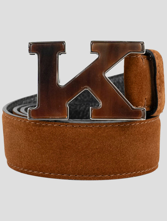Kiton Brown Leather Suede Belt