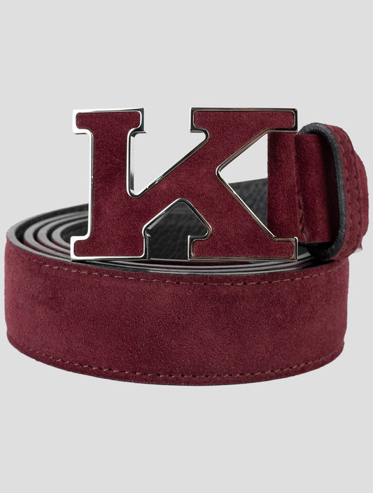 Kiton Burgundy Leather Suede Belt