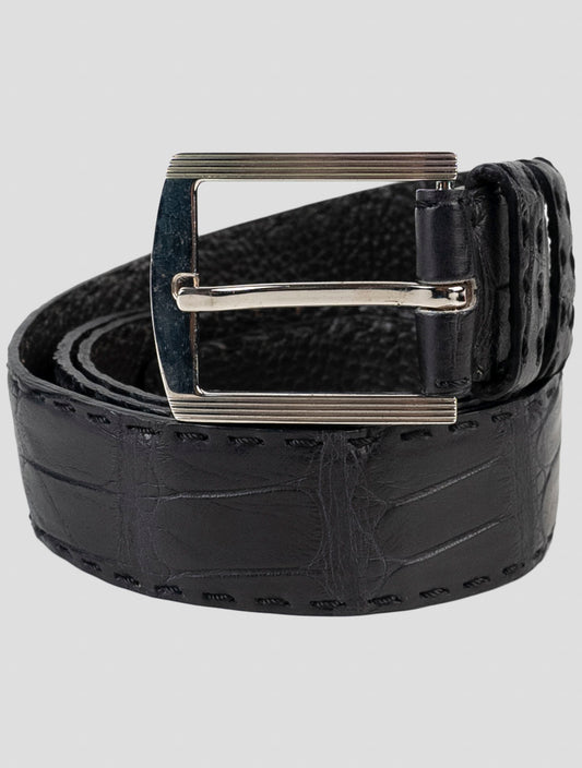 Kiton Blue Leather Crocodile Belt