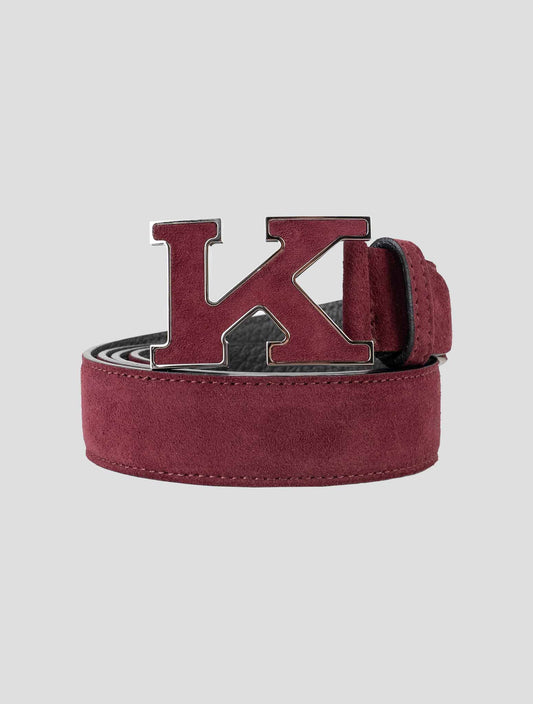 Kiton Burgundy Leather Suede Belt