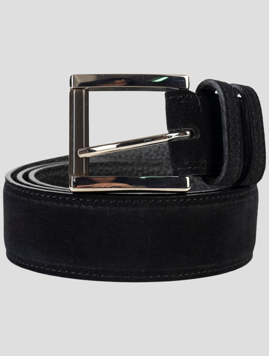 Kiton Black Leather Suede Belt