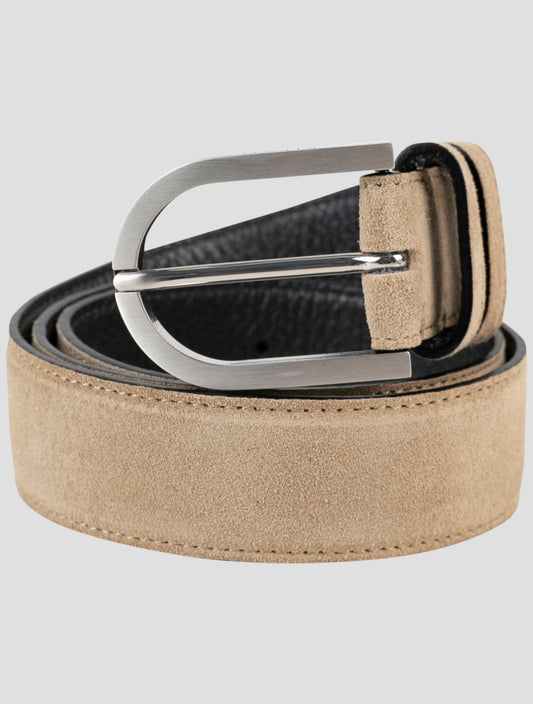 Kiton Beige Leather Suede Belt