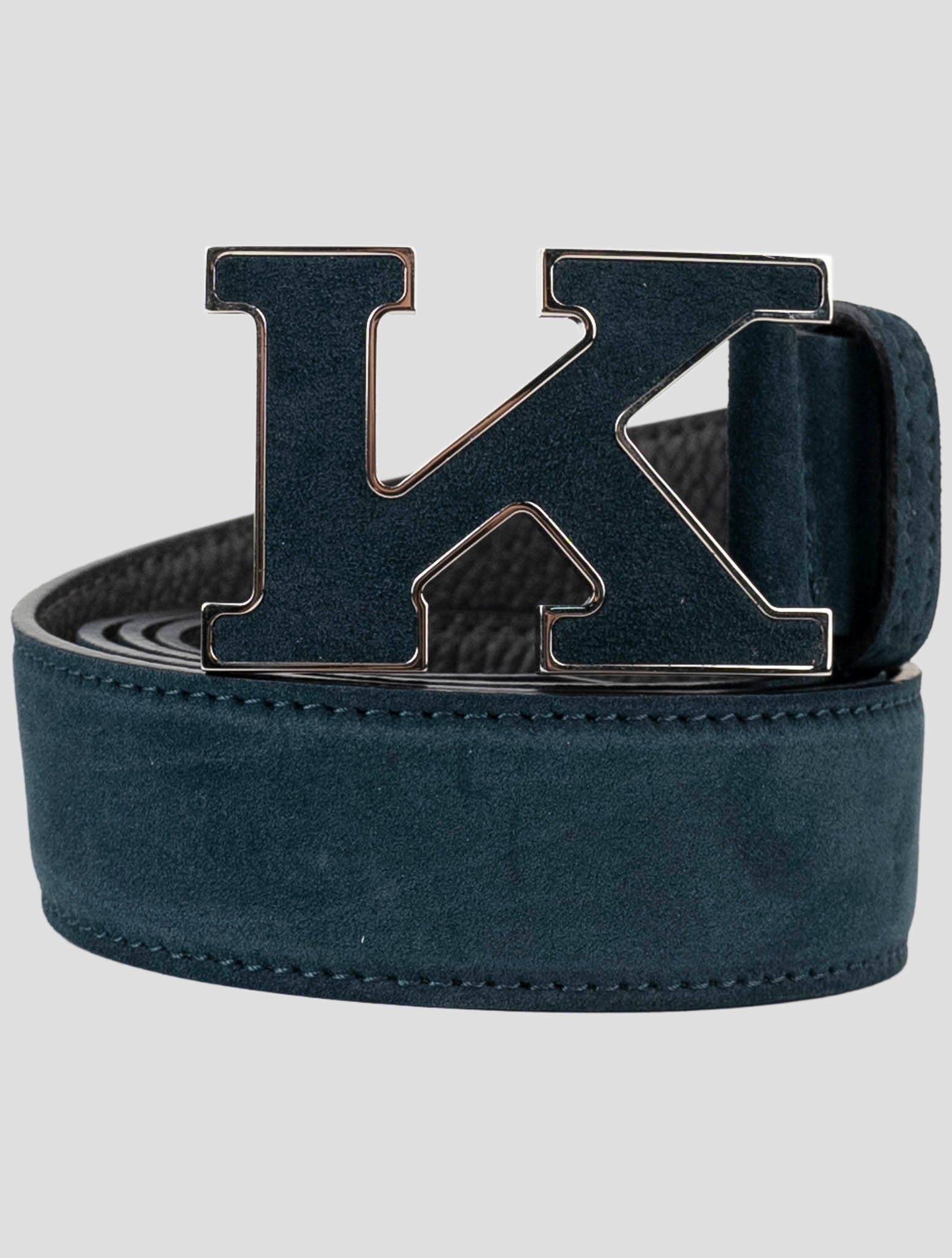 Kiton Blue Leather Suede Belt