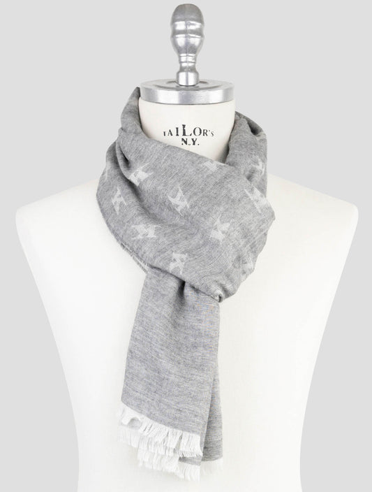 Kiton Gray Wool Silk Scarf
