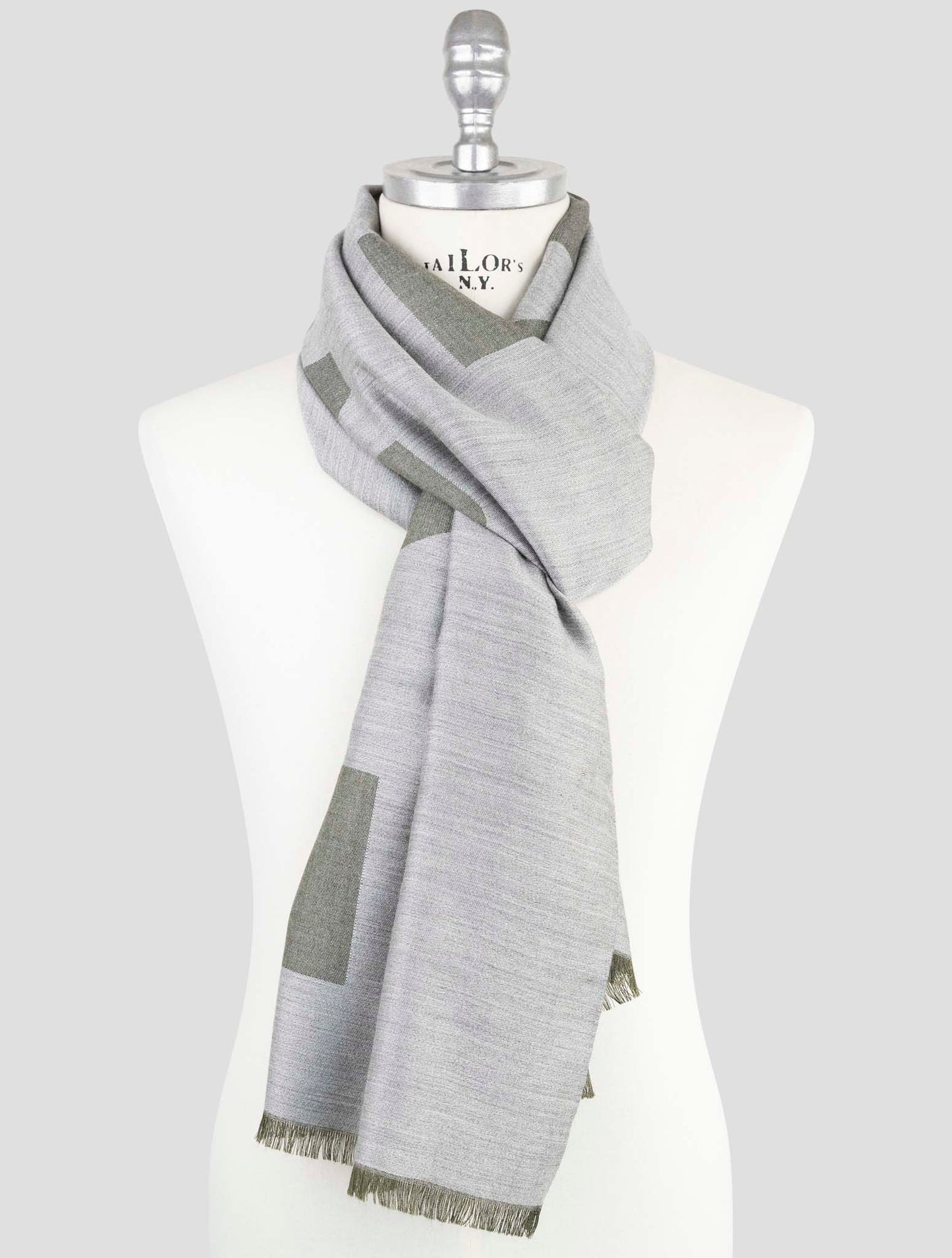 Kiton Green Cashmere Silk Scarf