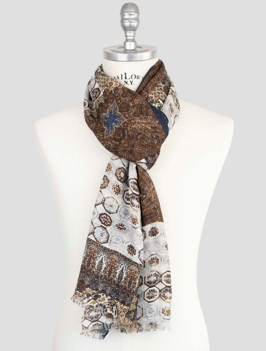 Kiton Multicolor Wool Silk Cashmere Scarf
