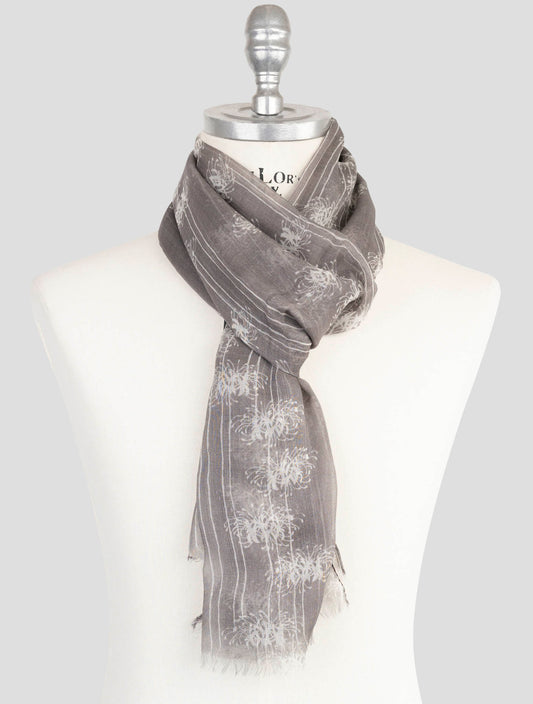 Kiton Gray Cotton Silk Scarf