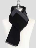 Kiton Black Wool Silk Cashmere Scarf