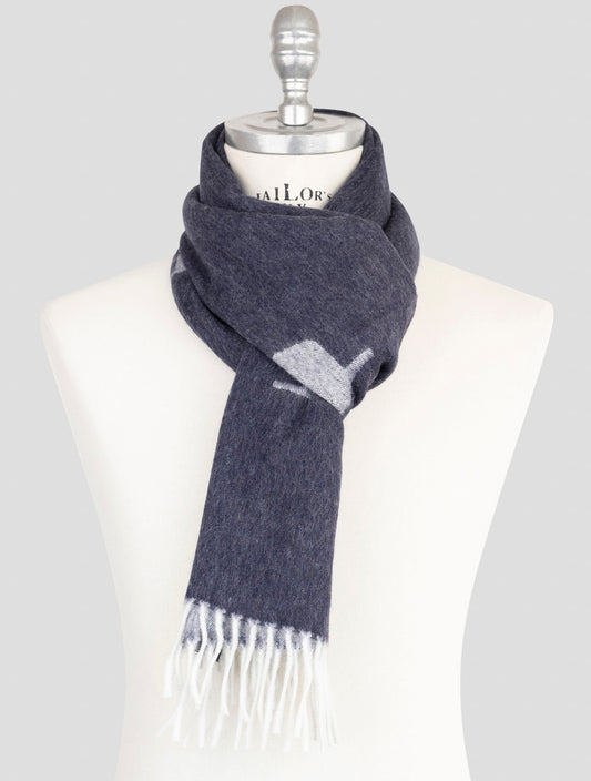 Kiton Blue Silk Cashmere Scarf