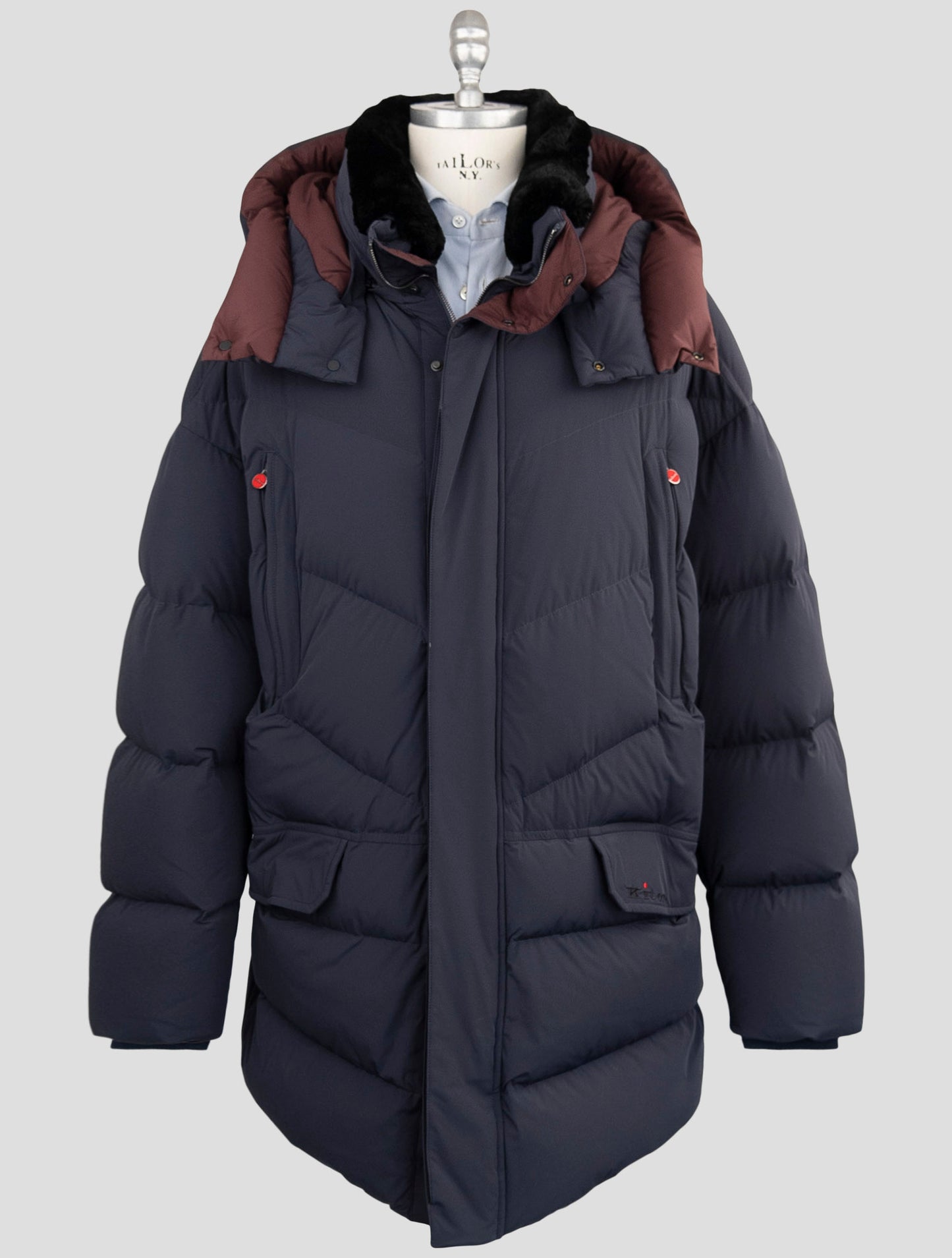 Kiton Blue Pa Ea Collar Beaver Overcoat