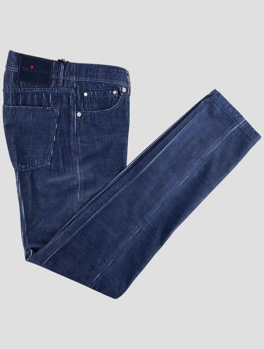 Kiton Blue Cotton Velvet Jeans