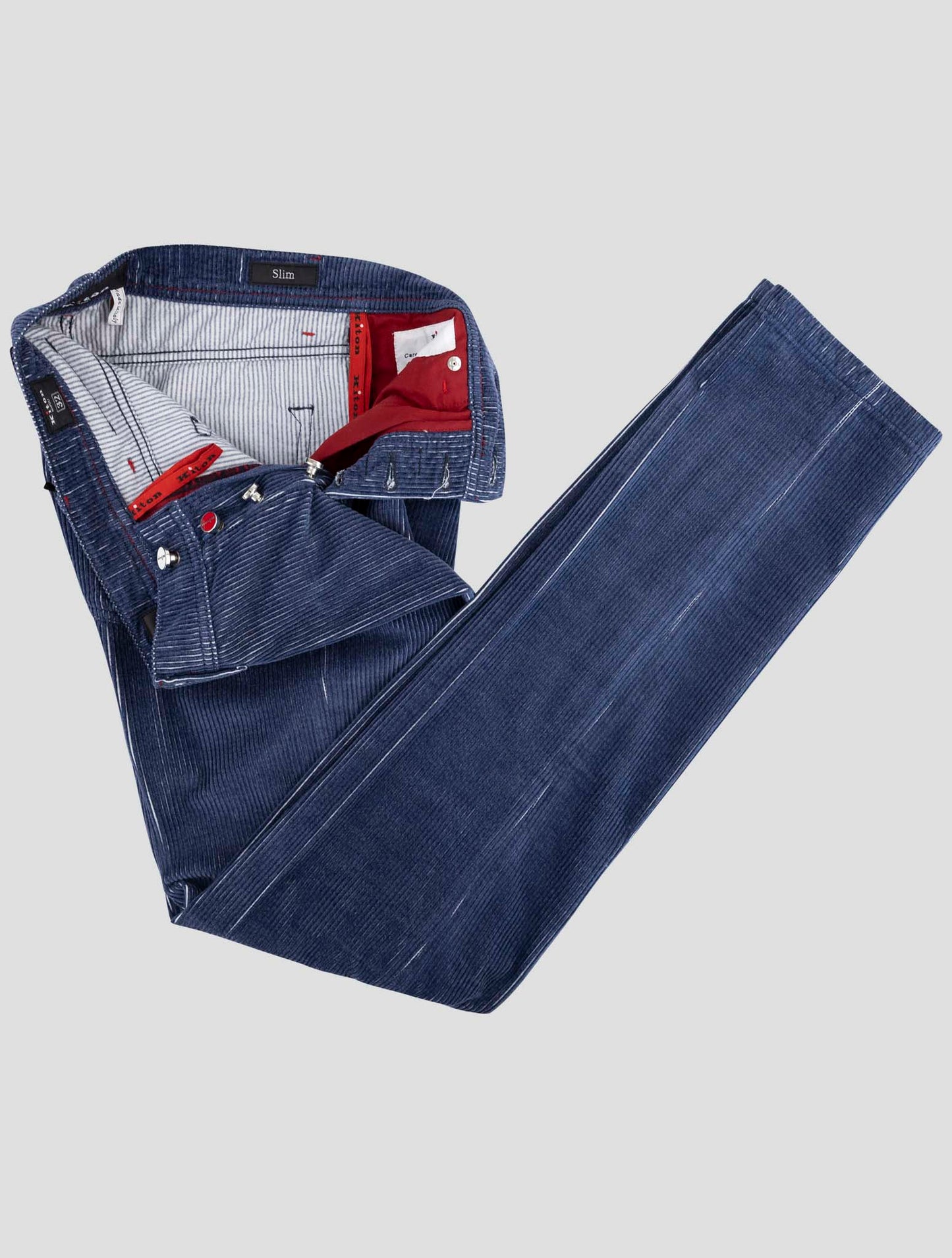 Kiton Blue Cotton Velvet Jeans