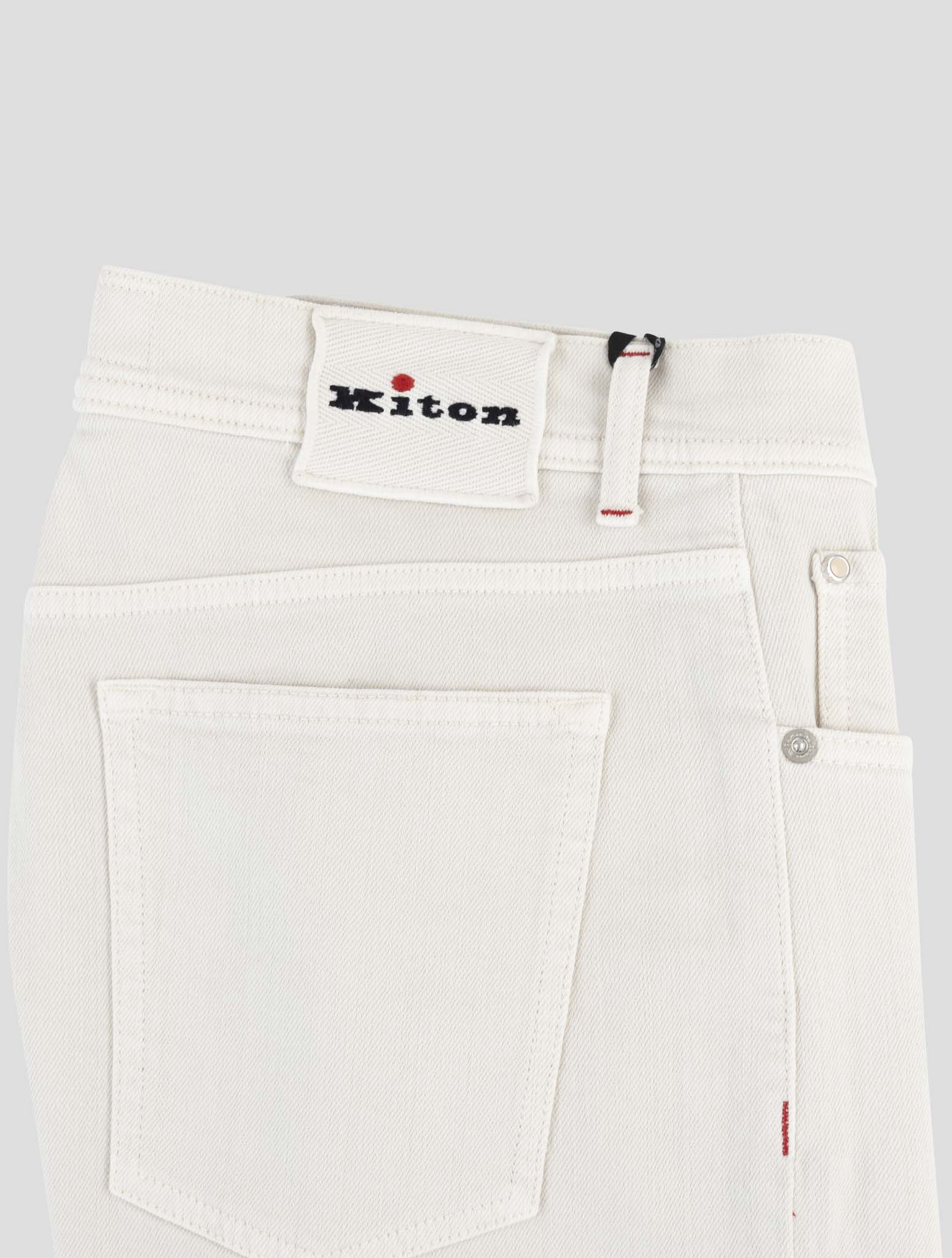 Kiton White Cotton Ea Jeans