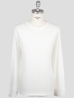 Kiton White Cotton Sweater Crewneck