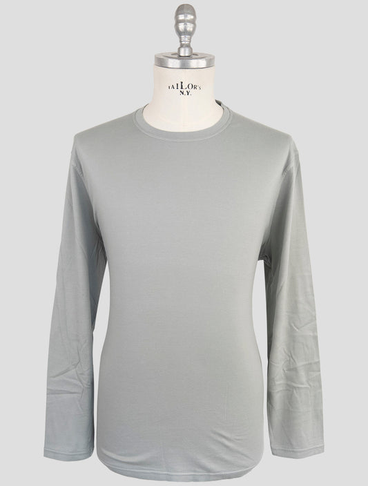 Kiton Gray Cotton Cashmere T-Shirt Long Sleeve