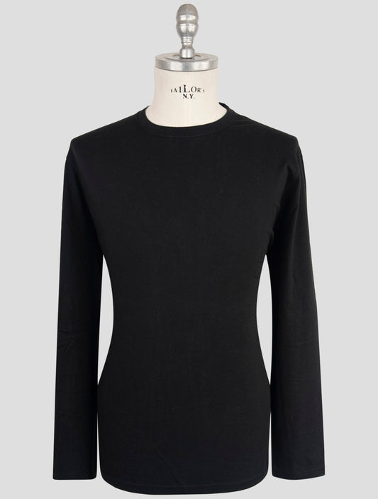 Kiton Black Cotton Cashmere T-Shirt Long Sleeve