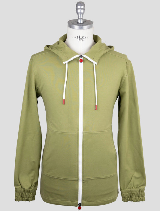Kiton Green Cotton Silk Sweater Full Zip
