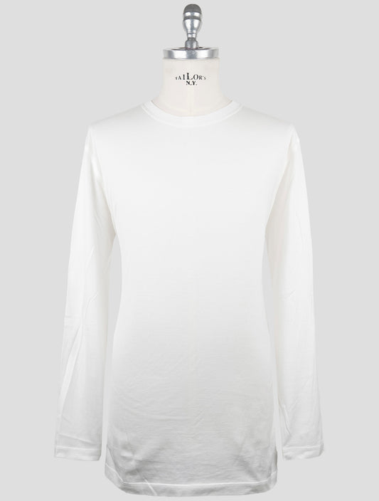 Kiton White Cotton T-Shirt Long Sleeve