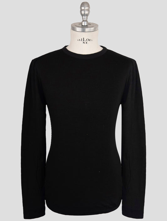 Kiton Knt Black Viscose Wool Pa T-Shirt Long Sleeve