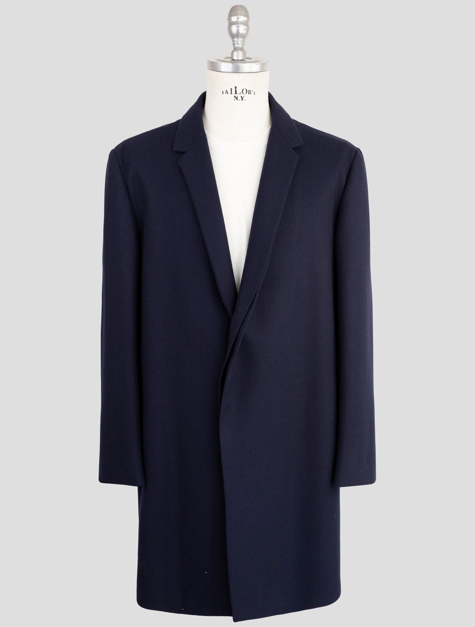 Kiton Knt Blue Wool 14 Micron  Overcoat