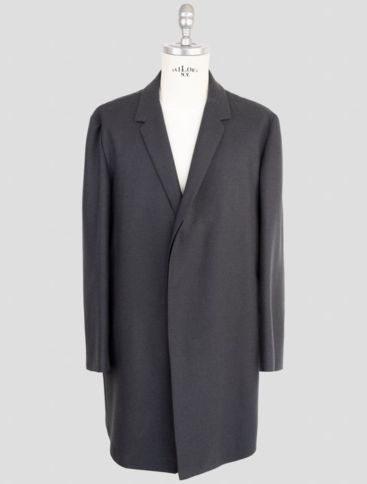 Kiton Knt Dark Gray Fleece Wool 14 Micron Overcoat