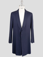 Kiton Knt Blue Virgin Wool Overcoat