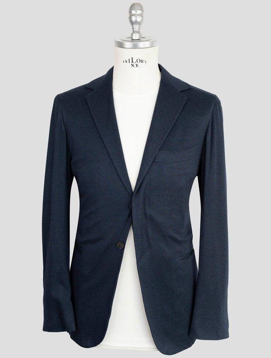 Kiton Knt Blue Green Cotton Cashmere Silk Blazer