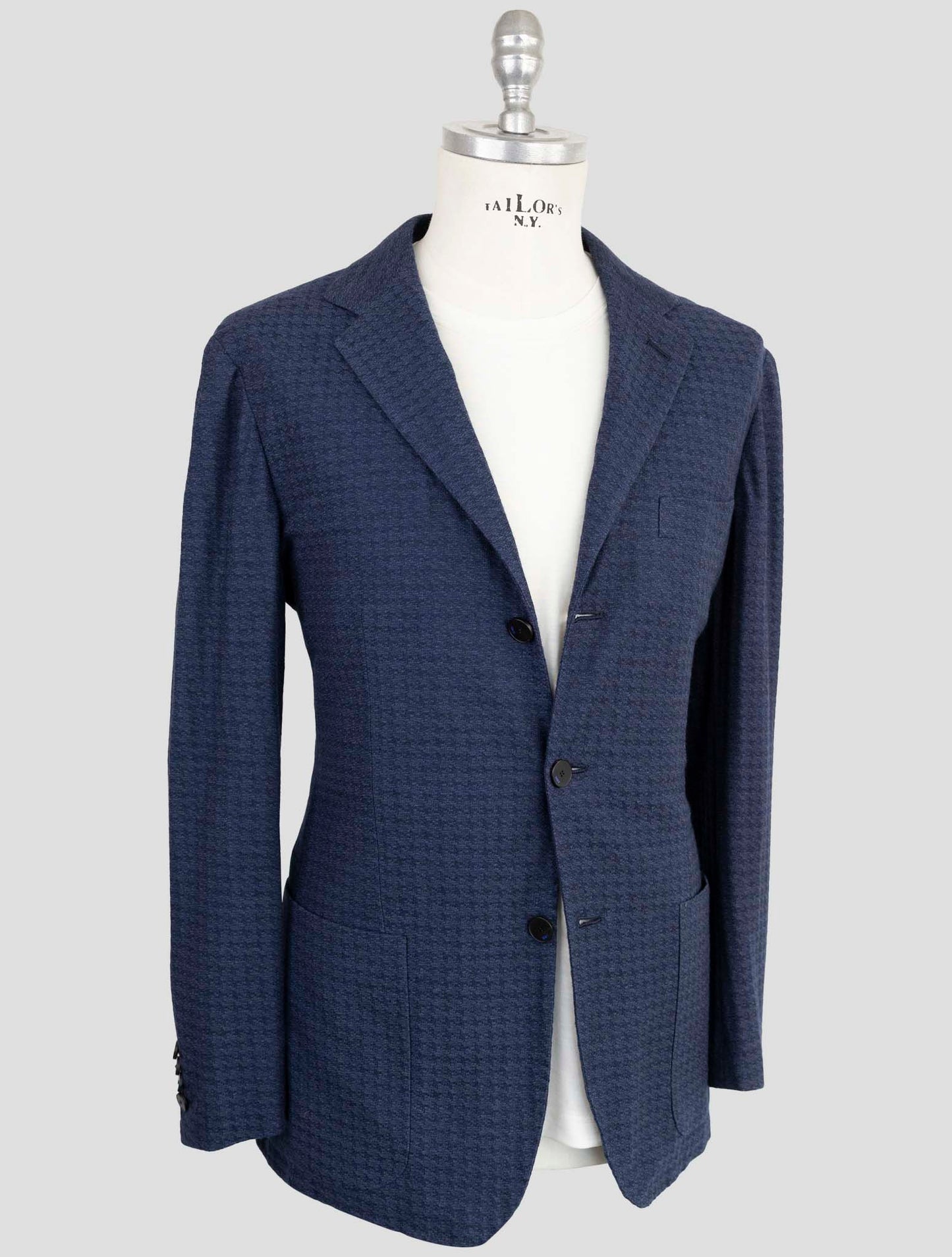 Kiton Knt Blue Cotton Cashmere Silk Blazer