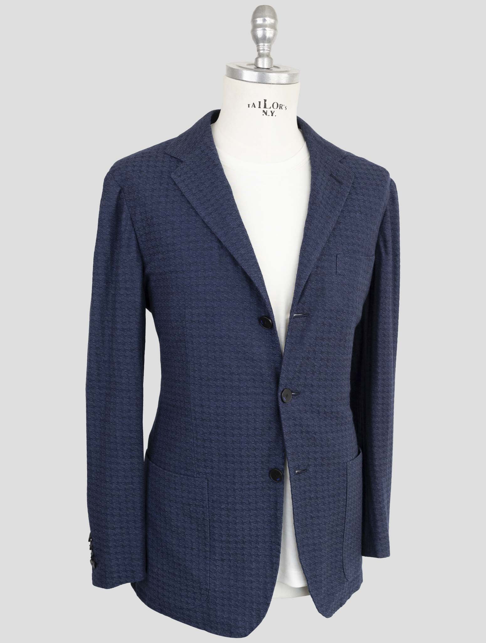 Kiton Knt Blue Cotton Cashmere Silk Blazer