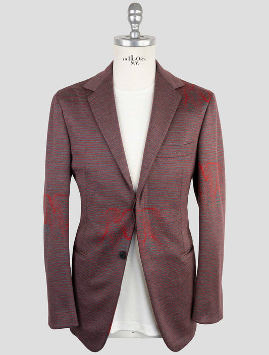 Kiton Knt Gray Red Wool Cashmere Pl Blazer