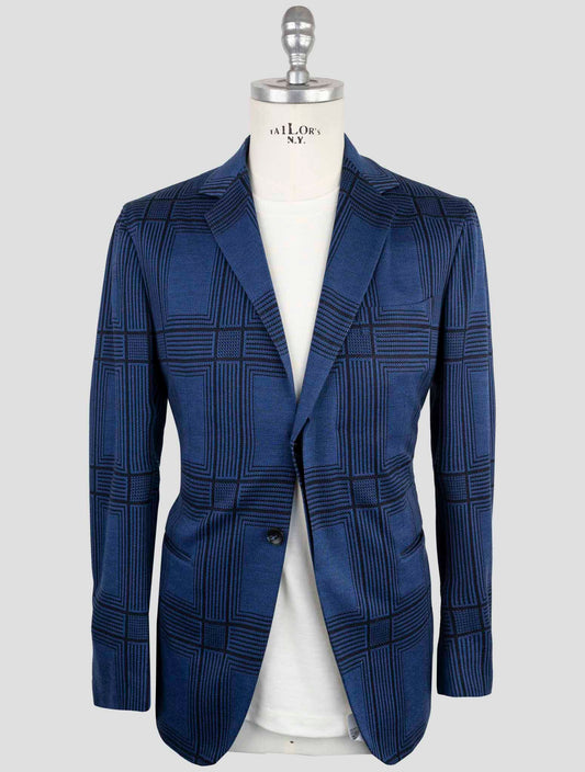 Kiton Knt Blue Cashmere Cotton Pl Blazer
