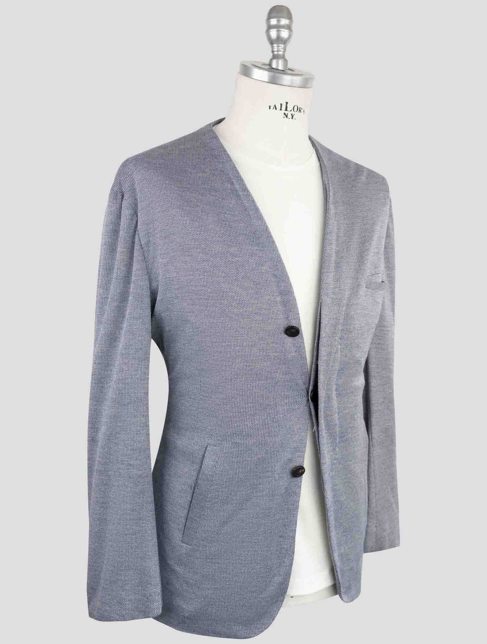 Kiton Knt Blue Cotton Cashmere Silk Suit