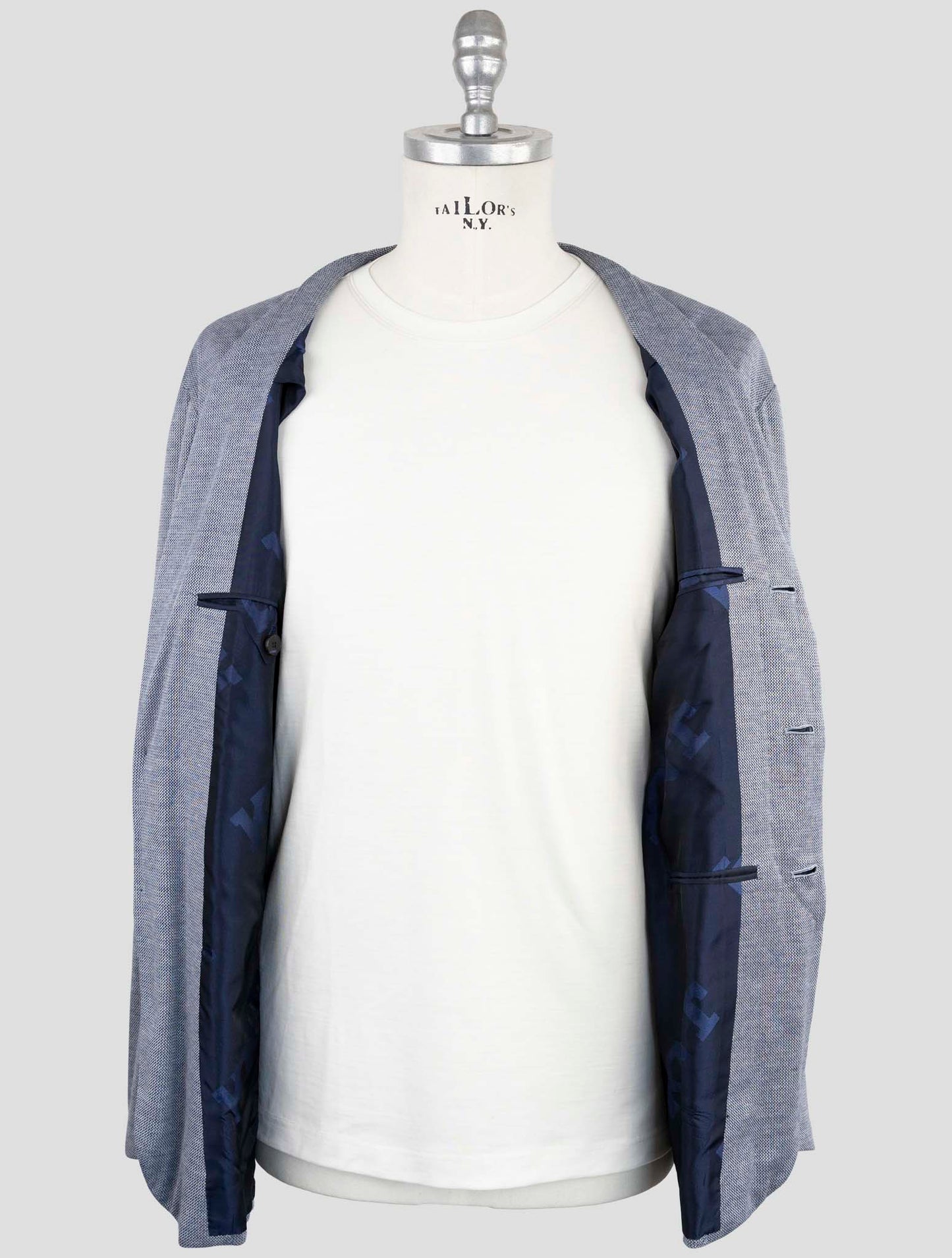 Kiton Knt Blue Cotton Cashmere Silk Suit