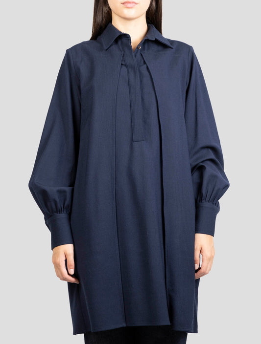 Kiton Blue Virgin Wool Pa Ea Dress