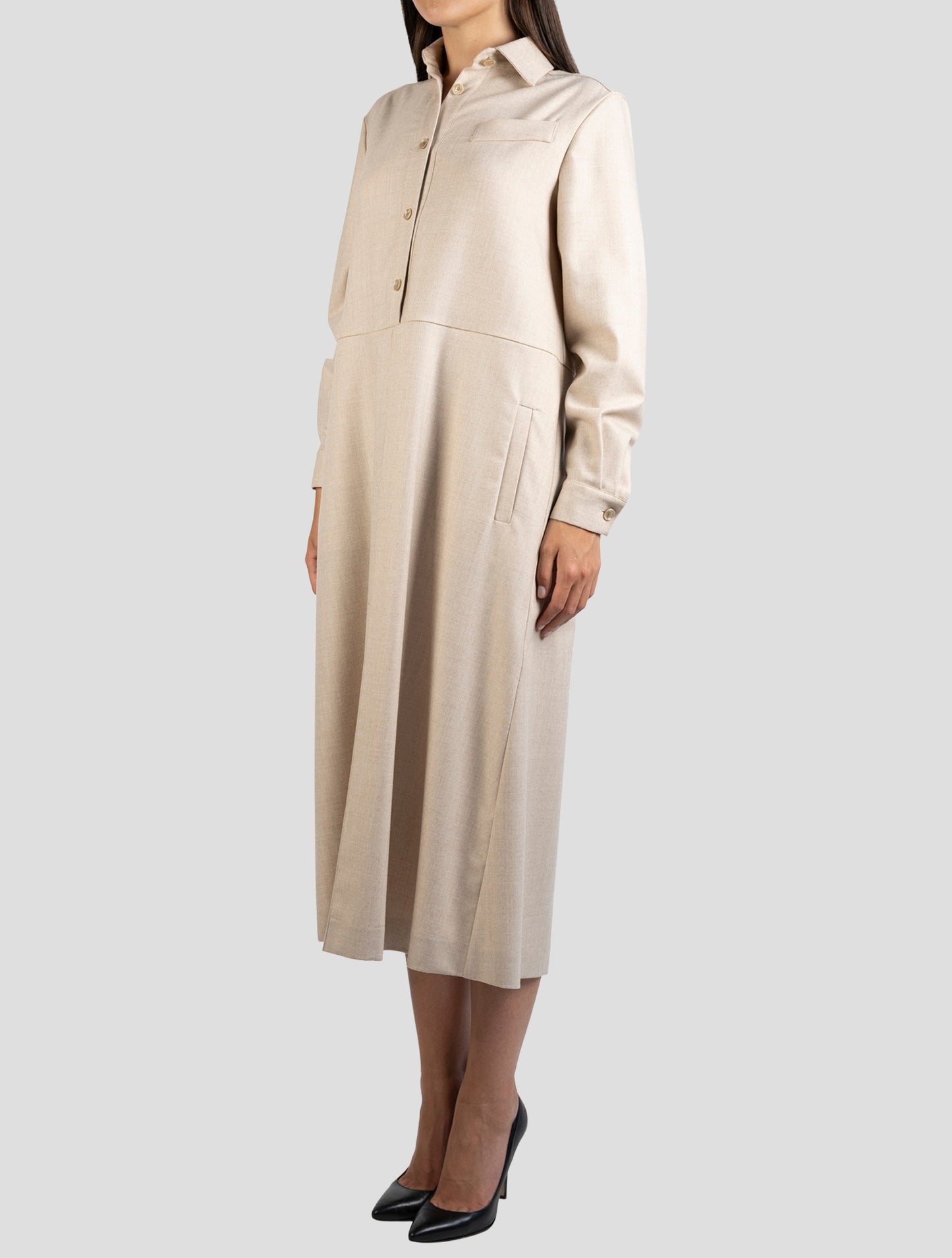 Kiton Beige Virgin Wool Pa Ea Dress