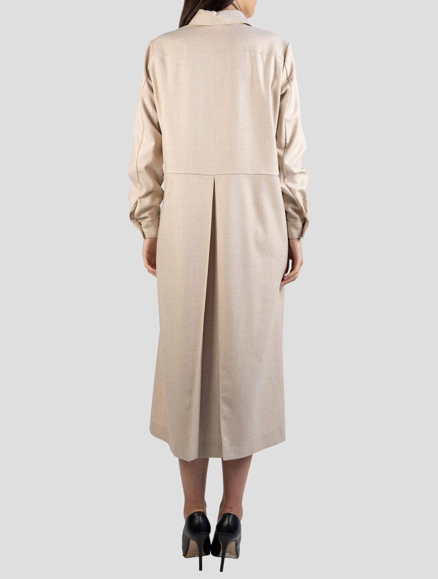 Kiton Beige Virgin Wool Pa Ea Dress
