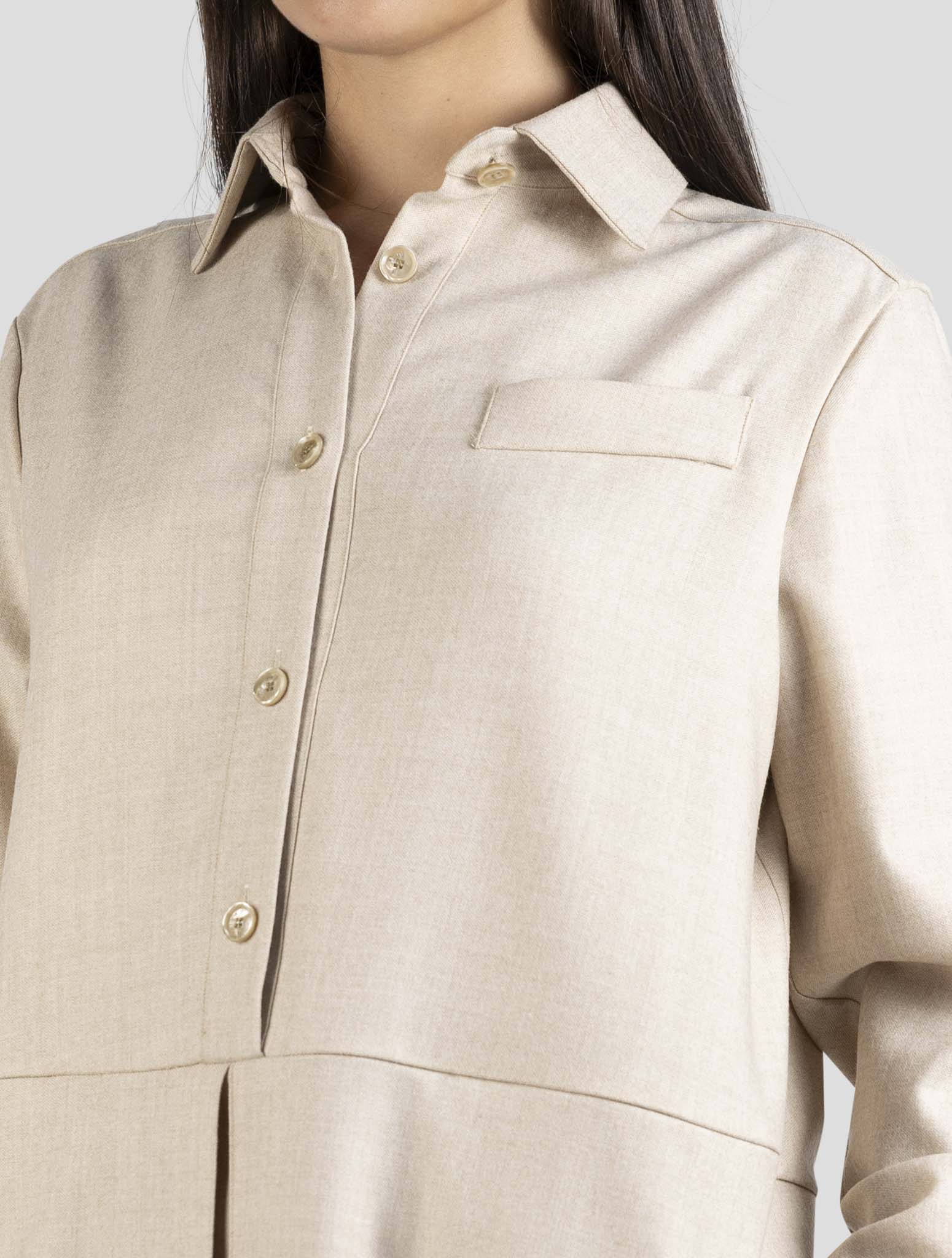 Kiton Beige Virgin Wool Pa Ea Dress