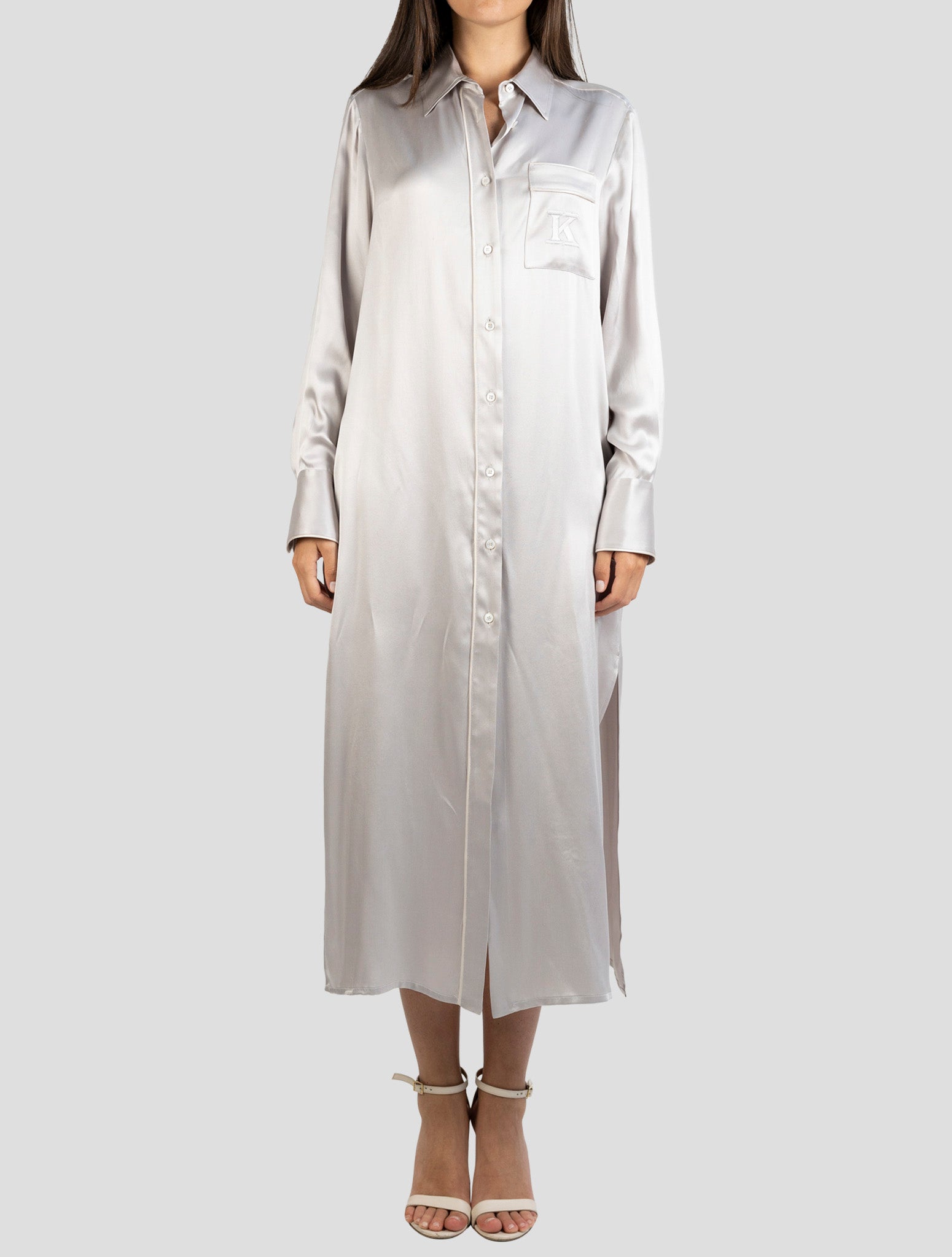 Kiton Gray Silk Dress