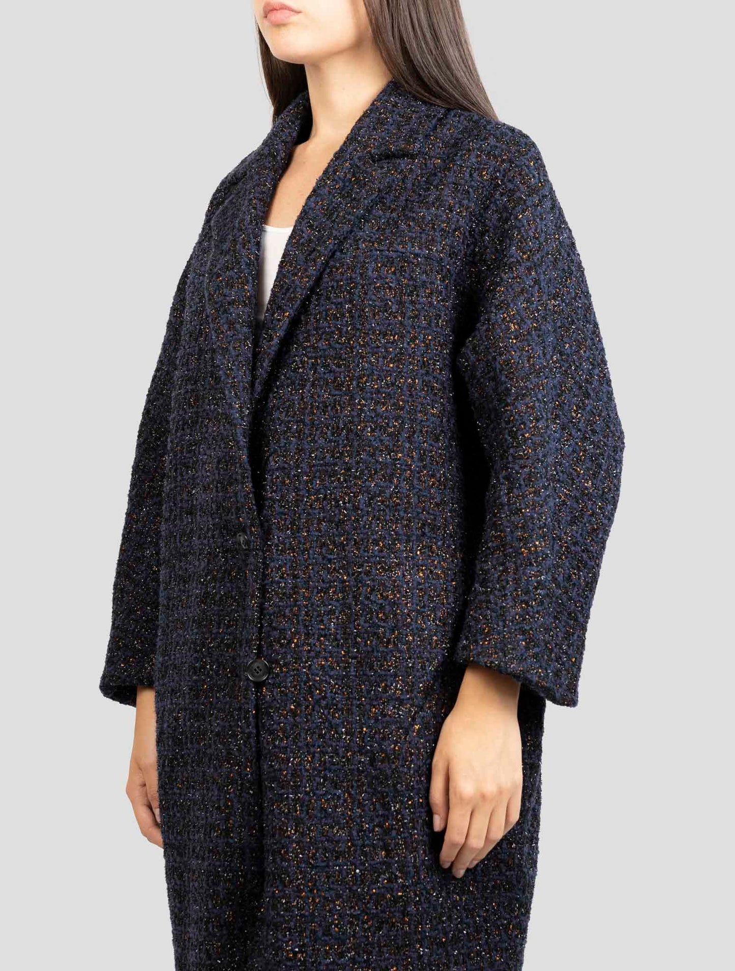 Kiton Blue Pa Silk Wool Pl Overcoat