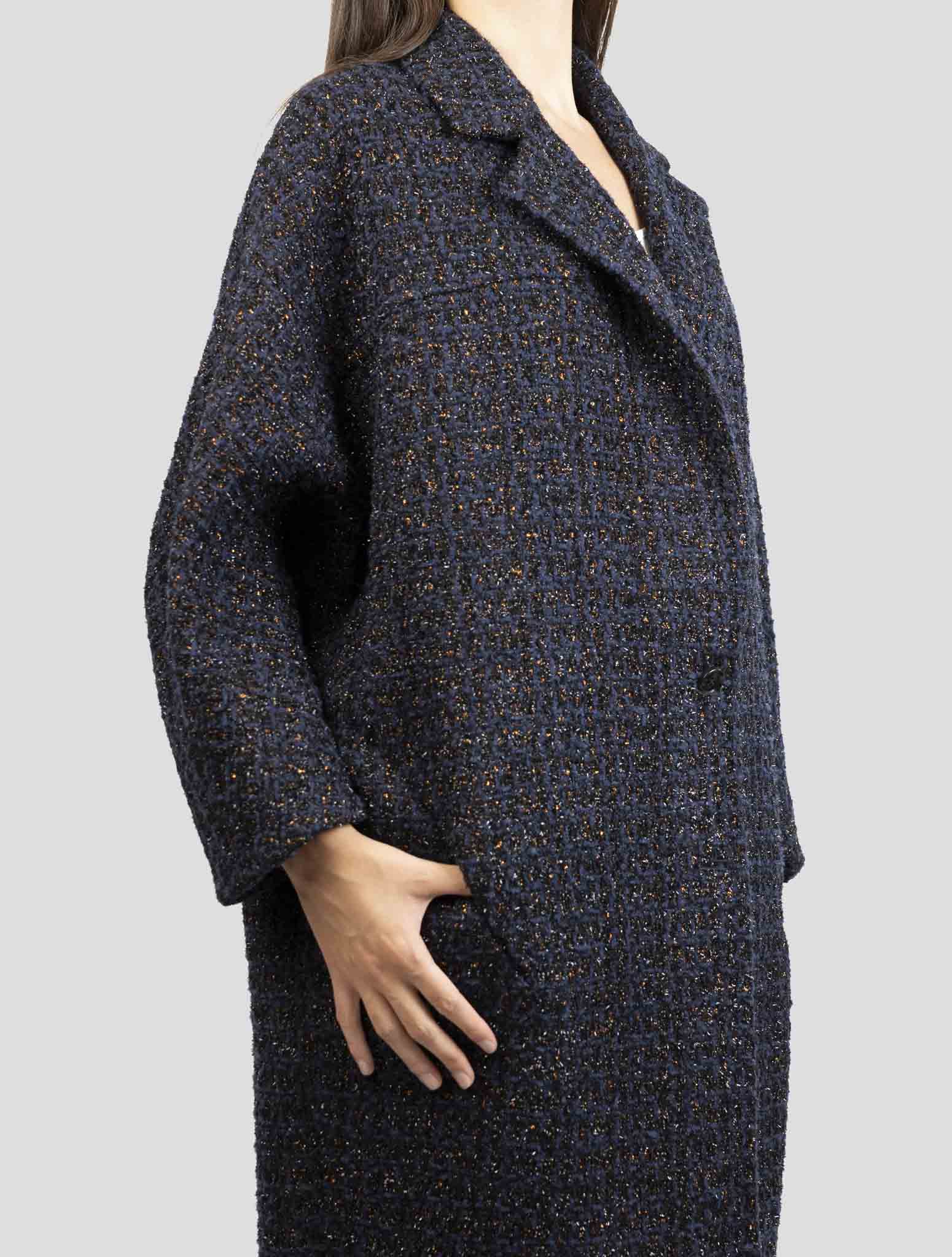 Kiton Blue Pa Silk Wool Pl Overcoat
